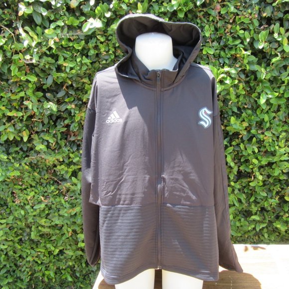 NWT Size 2XL Adidas NHL Seattle Kraken Full Zip Cold Ready Black Jacket